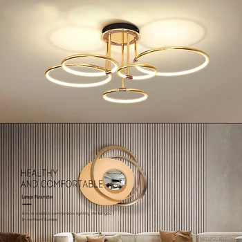 Iluminat interior Modern, Led Lampă de Plafon Lumina Plafon pentru Camera de zi de Aur Lumini Plafon Stil Minimalist Lumină Bucătărie Prindere Imagine 2
