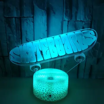 Iluzia 3D Lampa Skateboard 3D LED Lumina de Noapte USB Lampă Noptieră Dormitor Decor Acasă de Crăciun, Ziua de nastere Cadouri de Sport pentru Copii