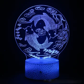 Iluzia 3D Pește Lampa Led Masă Lampă de Colorat Lumina de Noapte pentru Copii Decorare Dormitor Lumini de Craciun, Cadouri pentru Copii de Ziua