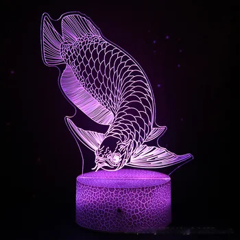 Iluzia 3D Pește Lampa Led Masă Lampă de Colorat Lumina de Noapte pentru Copii Decorare Dormitor Lumini de Craciun, Cadouri pentru Copii de Ziua Imagine 2