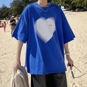 Inima Scrisoare pentru Bărbați T-Shirt Jumătate Maneca Scurta tricou Modern de Mari Dimensiuni Topuri Femei de Îmbrăcăminte de Moda Harajuku Masculin Tees Imagine 2