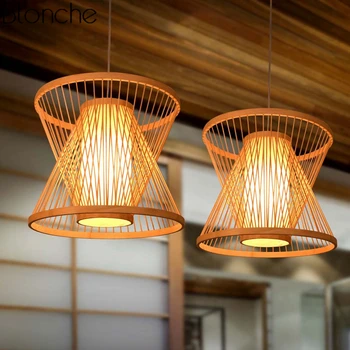 Japoneze Bambus Luminile Led Corpuri De Living Vintage Lampă De Agățat Restaurant Loft Acasă Decor Suspendarea Corpurilor De Iluminat E27