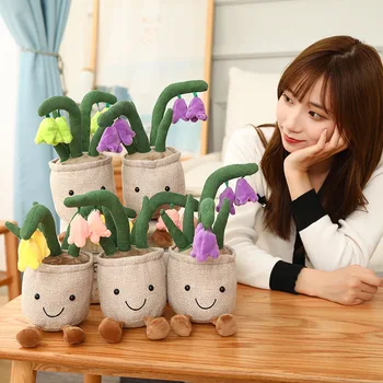 Kawaii 35CM Bluebell Flori de Pluș Moale Umplute Anime Simulare Colorate Plante Ghivece de Flori Decor Casa Pentru Prieteni Cadouri