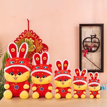 Kawaii Chineză Anul Nou Lunar Avere Mascotă De Pluș Papusa Zodia Leu Dans Pălărie De Iepure Jucărie De Pluș Cadou De Ziua Festivă Ornament Imagine 2