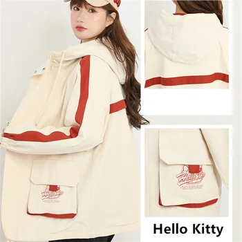 Kawaii Hello Kitty Haina Tricou Desene Animate Sanrio Fata Harajuku Streetwear Cu Fermoar, Hanorace Pulover Femei Top Cadou De Ziua De Nastere Imagine 2