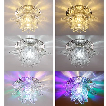 Led-uri colorate Lotus de Cristal Candelabru Tavan Lumina Spot luminos pentru Coridoare, Balcoane, Holuri de Creație Plafonnier corp de Iluminat Imagine 2