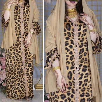 Leopard De Imprimare Rochie Lunga Pentru Femei Abaya Dubai Turcia Musulmană Caftan Plus Dimensiune Africane Boubou Ramadan Eid Mubarak Îmbrăcăminte Imagine 2