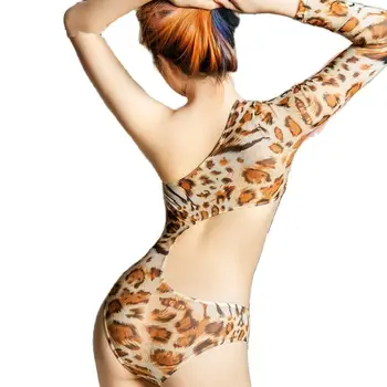 Leopard De Mare Taie Erotic Sexy Body Femei Noutate Singur Maneca Club De Noapte Vedea Prin Corpul Costum Lenjerie Tricou M17 Imagine 2