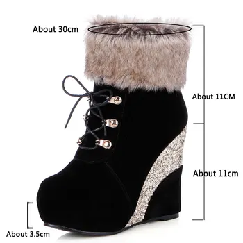 Lloprost ke dimensiune 43 de Moda Rusia Iarna Pene Pantofi Glezna Cizme pentru Femei Cizme Cald Platforma Tocuri inalte Cizme de Zapada Pantofi de Femeie Imagine 2
