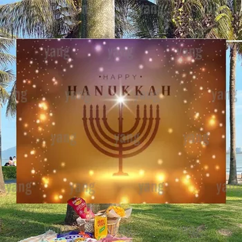 Lumini Personalizate Hanukkah Fericit Cald Desene Animate Dormitor Decor Fundal Galben Evreu Petrecere Plina De Culoare Lumanare Decor Decor De Perete