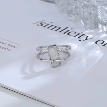Minimalist Dublu Strat Imitație Shell Geometrice Cupru Knuckle Ring Inel Stil Coreean Inel Inele Deschis Imagine 2