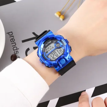 Moda Ceas Electronic cu LED-uri arată Mens ceasuri din Piele ceas Cadou femei Încheietura ceas Reloj de hombre Auto data Relogio masculino Imagine 2