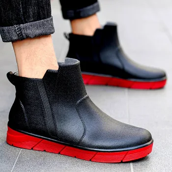 Moda Cizme de Ploaie pentru Bărbați Cizme de Ploaie Low Cut Tub Scurt Bucătărie Pantofi Non-alunecare de Cauciuc Încălțăminte de Protecție a Muncii Pantofi Impermeabil Maree