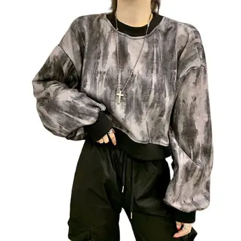Moda coreeană Crewneck Tricou Femei Topuri Culturilor de Primăvară Sexy Negru Jachete și Pulover de Streetwear Femei Y2k Haine Imagine 2