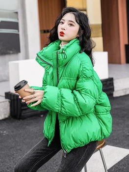 Moda Coreeană Femei De Iarnă În Jos Jacheta Hanorac Cu Glugă Jos Haine De Culoare Solidă Scurt Puffer Moale Doamnelor Casual Cald Uza O32