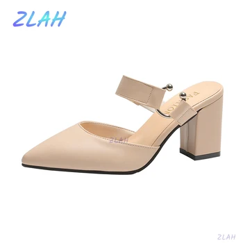 Moda pentru Femei Papuci Zlah Sandale Pantofi de damă cu Toc Înalt Pantofi de Partid Vara Sandale cu Toc Catâri Femei Papuci Imagine 2