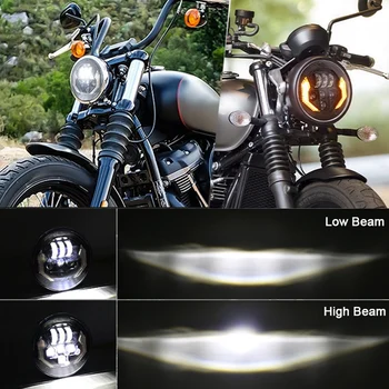 Motocicleta 7 Inch LED-uri Faruri,Faruri Cu Alb DRL Amber Semnalizare Hi/Lo Fascicul Rotund Pentru Turism Softail Imagine 2