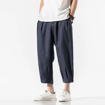 MRGB moda pentru bărbați bumbac linie glezna lungime pantaloni solid supradimensionate streetwear om pantaloni harem 2023 primavara vara barbati pantaloni de trening