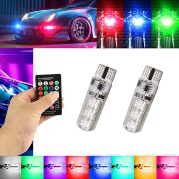 Multi-Color cu LED-uri RGB Bec W/RF Control de la Distanță pentru Parcare Lumini 194 168 T10 Auto Accesorii Auto Auto Universale Produse