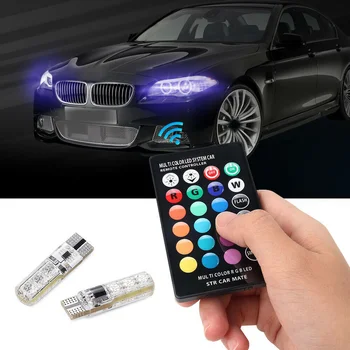 Multi-Color cu LED-uri RGB Bec W/RF Control de la Distanță pentru Parcare Lumini 194 168 T10 Auto Accesorii Auto Auto Universale Produse Imagine 2