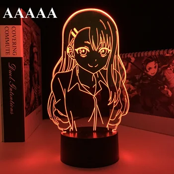 Nagatoro nu te juca cu Mine Dor Nagatoro 3D Lampa Figura Anime Lumină LED pentru Decor Camera Atmosfera de Vacanta Lumina Manga lampă de Noapte