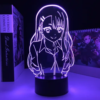 Nagatoro nu te juca cu Mine Dor Nagatoro 3D Lampa Figura Anime Lumină LED pentru Decor Camera Atmosfera de Vacanta Lumina Manga lampă de Noapte Imagine 2