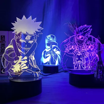 Naruto Uzumaki Lumina de Noapte Echipă a CONDUS Lumina de Noapte Sasuke Kakashi Hatake 7/16 Culoare Dormitor Veioza Lampa 3d cel Mai bun Cadou pentru Copii Jucarii