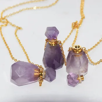 Naturale Violet Cristal de Cuarț Sticlă de Parfum Pandantiv Femme 2019 Ametist Ulei Esențial Bijuterie de Piatra Pandantiv pentru femei accesorii