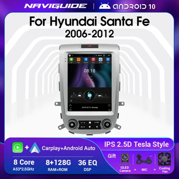 NAVIGUIDE Ecran Vertical Pentru autoturism Hyundai Santa Fe 2006-2012 Android10 Tesla Stil Radio Auto GPS Auto Stereo Multimedia Player Video