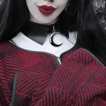 Negru Gotic Luna Cravată Neacklace Vrăjitoare Dark Metal Punk Rock Imagine 2