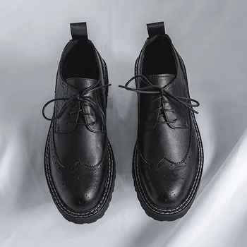 Negru Oxford Barbati Pantofi Rochie de Designer Bocanc Bărbat din Piele Pantofi Barbati Nuntă Formală Pantofi pentru Bărbați 2022 Chaussure De Homme Zapatos Imagine 2