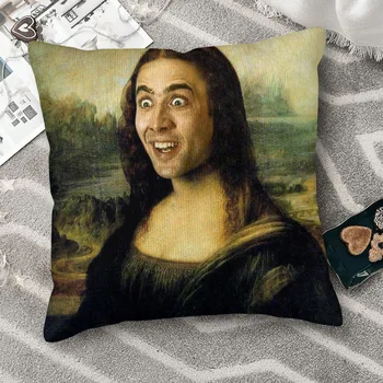 Nicolas Cage ca Mona Lisa Cojines Pernă Caz Nicolas Cage Perna Acasă Canapea Scaun Print Decorativ Coussin