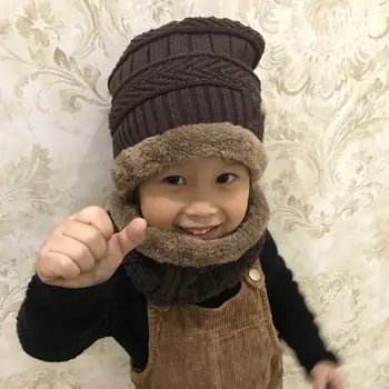 Noi 2 Buc Set Copii pentru Copii Moda Confortabil Drăguț Respirabil Pălărie Eșarfă de Tricotat Cald Îngroșa Respirabil pentru Iarna -MX8