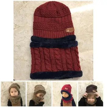 Noi 2 Buc Set Copii pentru Copii Moda Confortabil Drăguț Respirabil Pălărie Eșarfă de Tricotat Cald Îngroșa Respirabil pentru Iarna -MX8 Imagine 2