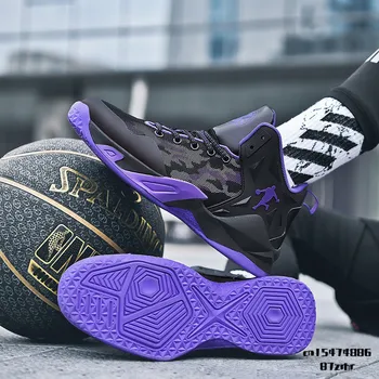 Noi 2022 Negru Violet Original Baschet Pantofi Barbati Outdoor Trend Baschet Adidasi Sport De Înaltă Calitate Pentru Bărbați Pantofi De Formare