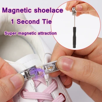 Noi Magnetic Șireturile Fără Cravată Pantofi dantela Elastic Inchidere cu Siret Speciale Creative pentru Copii pentru Adulti Unisex Șireturi încălțăminte siruri de caractere Imagine 2