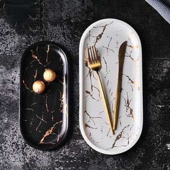 Nordic Marmură Ceramica Oval Placa De Vest Fel De Mâncare De Desert Bijuterii De Stocare Tava Tacamuri Accesorii Sushi, Fructe De Mare 