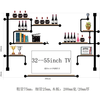 Nou Stil TV Cabinet Realizat Din Lemn de Pin Și Țeavă de Fier Antic Design Audio Raft rack Acasă Componentă Media Raft Rack de Vin RackCF Imagine 2