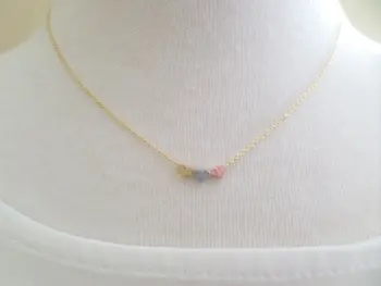 Noua modă drăguț la inima la inima colier moda bijuterii trei culori placat cu declarația femei colier cadou Imagine 2