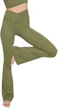 Noul Largi Picior Pantaloni Sport Femei Talie Mare Întindere Bandaj Flare Pantaloni Largi Picior de Dans Pantaloni de Yoga Pantaloni Lungi S-2XL Sport Uzura Imagine 2