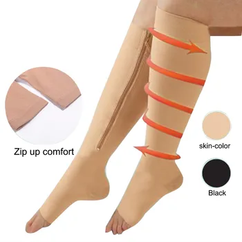 NOUĂ femei bărbați de Înaltă elastica unisex Compresie zip ciorapi profesionale Protecție picior lung ciorapi șosete Respirabil