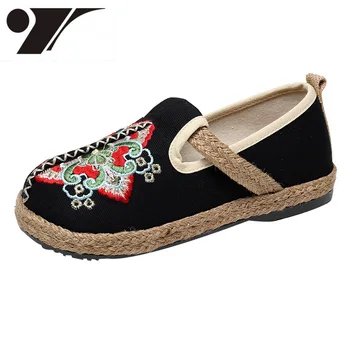 Nouă Femei Lenjerie Casual Pantofi rotund-Deget de la picior Vintage Respirabil Brodate Pânză Pantofi de Moda Artistică Pastorală Pantofi pentru Femei