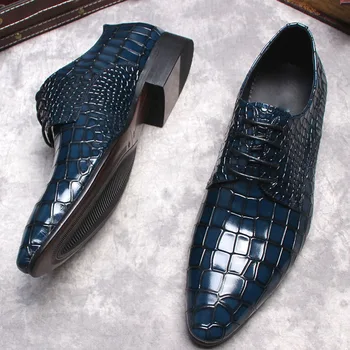 Oamenii Oxford Brogue Din Piele Pantofi Negru Albastru Stil Clasic Aripi De Dantelă Oficiale Pantofi De Mireasa Rochie De Birou Pantofi Pentru Bărbați