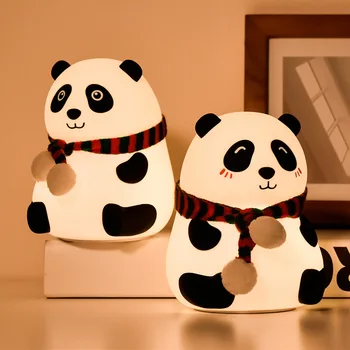 Panda Silicon Lampa USB de Încărcare Colorate Pat Noaptea Lumini LED-uri de Copii de Desene animate Drăguț Mic Panda Noaptea Lumina în Cameră Decor