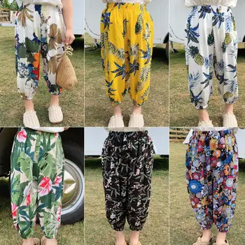 pantaloni de vara pentru fete baieti pantaloni de plajă 1-9T copiii slăbiți de flori la modă pantaloni active full lungime pantaloni pentru copii uza