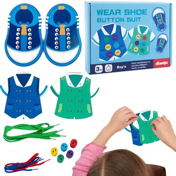 Pantof de copil care Leagă Placa de Șiret Filetare Predare Jucării cu Butoane Colorate de Copii Cravată Butoane Playset Abilitățile Motorii Fine Jucarii