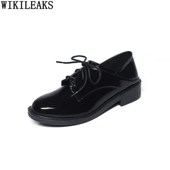 Pantofi Casual din piele Tocuri Joase Oxford Pantofi pentru Femei din Piele de Brevet 2022 Femei de Moda Lolita Pantofi Zapatos De Mujer Zapatos