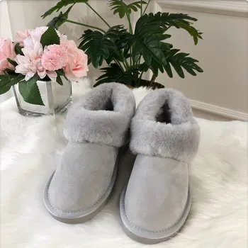 Pantofi doamnelor 2022 new sosire real din piele doamnelor cizme de zapada blana naturala doamnelor cizme cald lână cizme de iarna mini glezna cizme Imagine 2