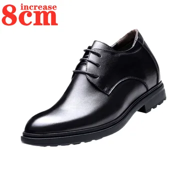 Pantofi pentru bărbați de a Spori Creșterea 10cm de Afaceri, de Agrement Inaltime Interioara Creșterea piele de Vacă Pantofi de Invizibil Lift Derby Pantofi Rochie Imagine 2