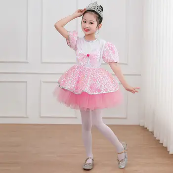 Performanța copiilor haine grădiniță dans haine pengpeng tifon fusta roz super drăguț prințesă fusta de balet de moda